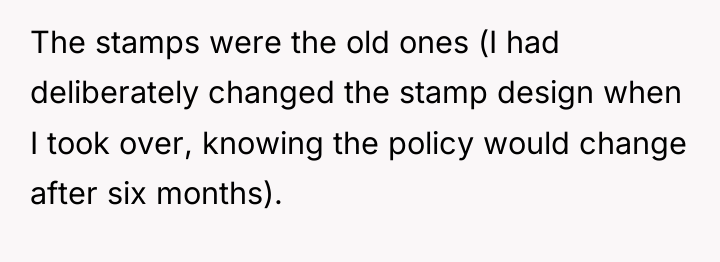 The stamps were the old ones (I had deliberately changed...
