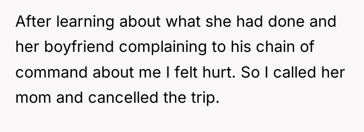 After learning about what she had done and her boyfriend...