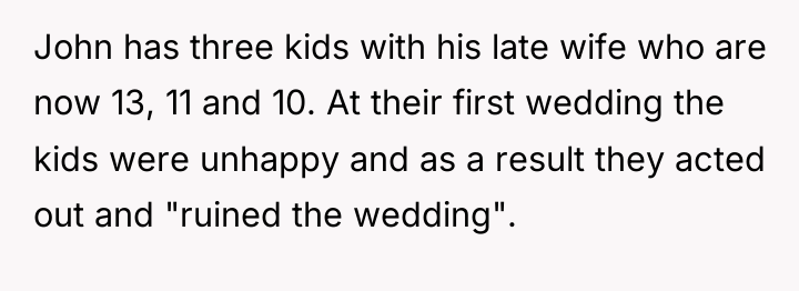 John has three kids with his late wife who are...