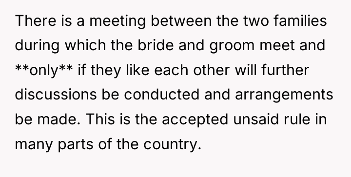 There is a meeting between the two families during which...