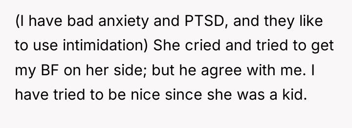(I have bad anxiety and PTSD, and they like to...