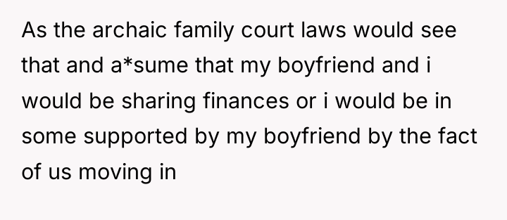 As the archaic family court laws would see that and...