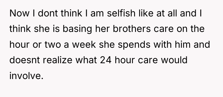 Now I dont think I am selfish like at all...