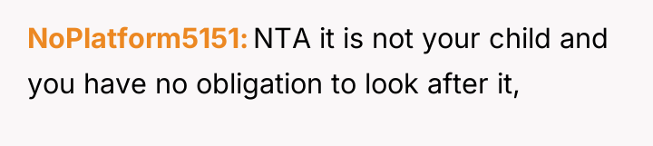 NoPlatform5151 NTA it is not your child and you have...