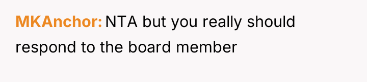MKAnchor NTA but you really should respond to the board...