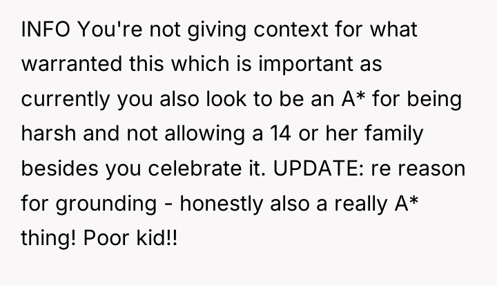 INFO You're not giving context for what warranted this which...