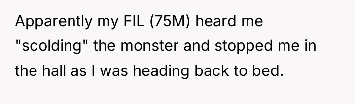 Apparently my FIL (75M) heard me "scolding" the monster and...