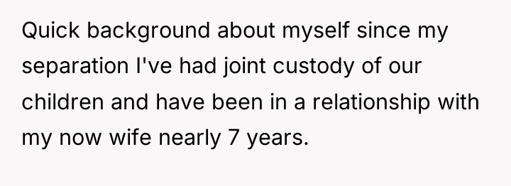 Quick background about myself since my separation I've had joint...