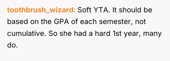 toothbrush_wizard Soft YTA. It should be based on the GPA...