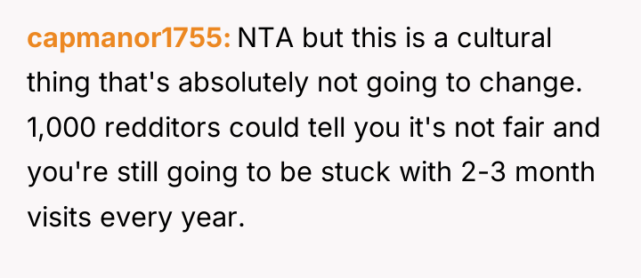 capmanor1755 NTA but this is a cultural thing that's absolutely...