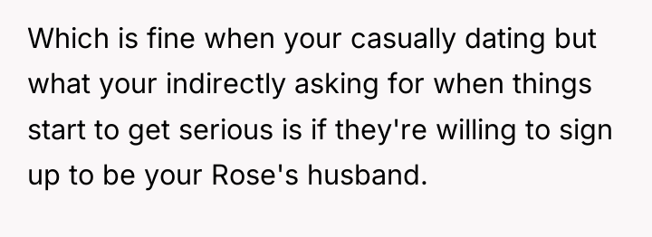 Which is fine when your casually dating but what your...