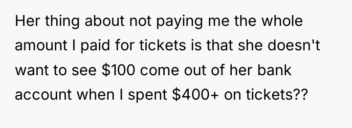 Her thing about not paying me the whole amount I...