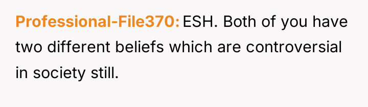 Professional-File370 ESH. Both of you have two different beliefs which...