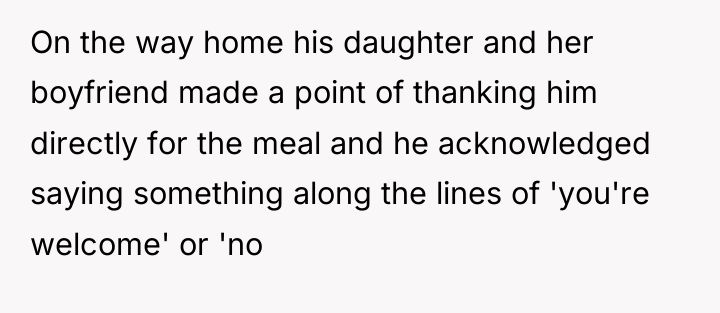 On the way home his daughter and her boyfriend made...