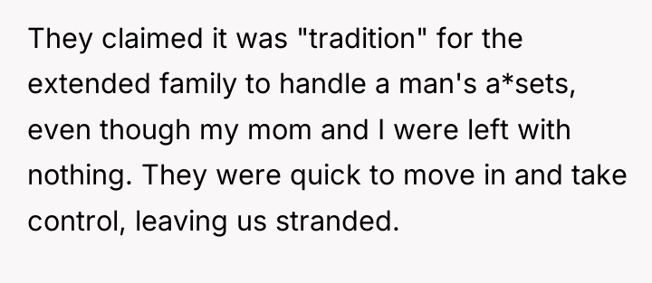 They claimed it was "tradition" for the extended family to...