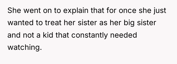 She went on to explain that for once she just...
