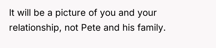 It will be a picture of you and your relationship,...
