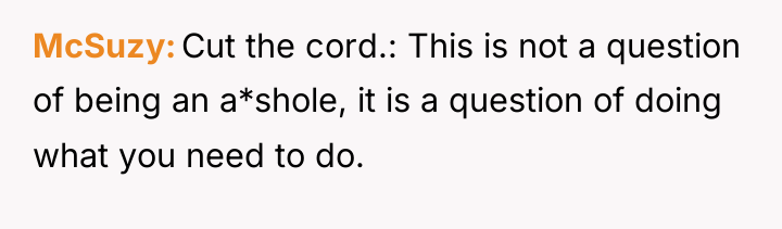 McSuzy Cut the cord.: This is not a question of...