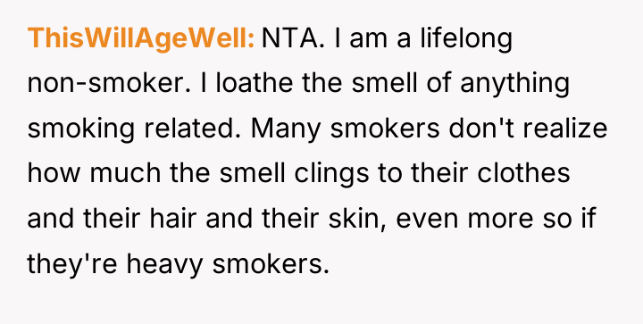 ThisWillAgeWell NTA. I am a lifelong non-smoker. I loathe the...