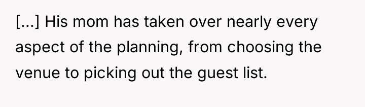 [...] His mom has taken over nearly every aspect of...