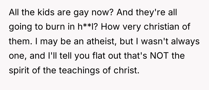 All the kids are gay now? And they're all going...