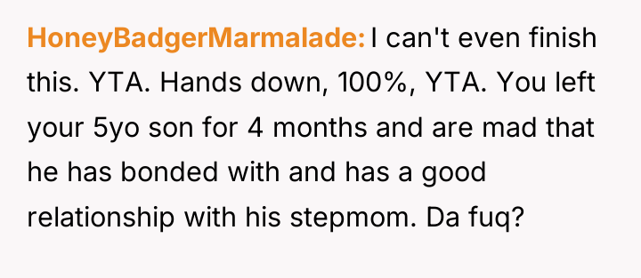 HoneyBadgerMarmalade I can't even finish this. YTA. Hands down, 100%,...