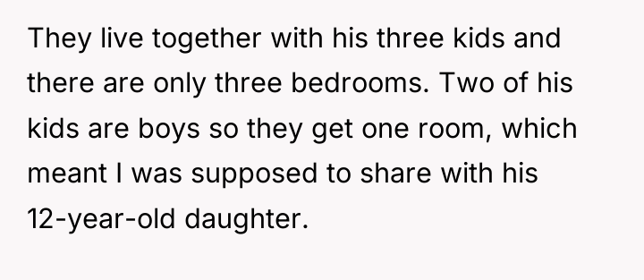 They live together with his three kids and there are...