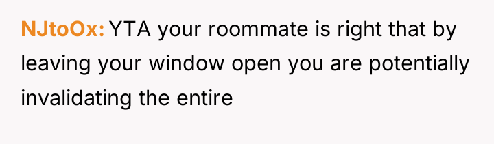 NJtoOx YTA your roommate is right that by leaving your...