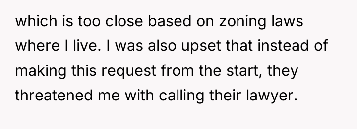 which is too close based on zoning laws where I...
