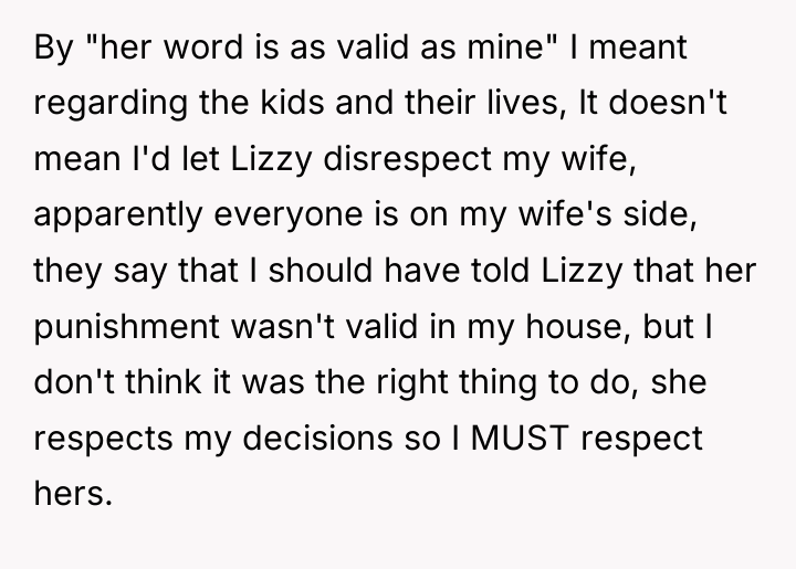 By "her word is as valid as mine" I meant...