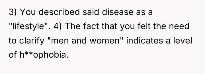 3) You described said disease as a "lifestyle". 4) The...