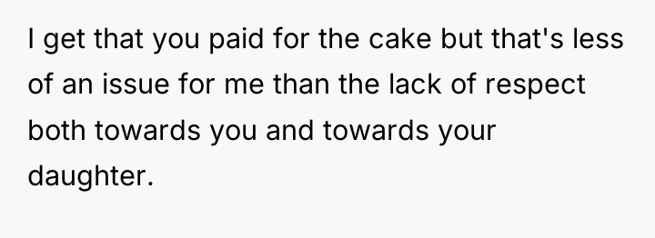 I get that you paid for the cake but that's...