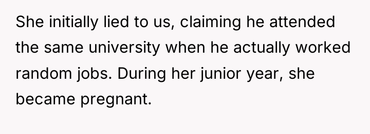 She initially lied to us, claiming he attended the same...