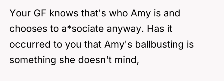 Your GF knows that's who Amy is and chooses to...