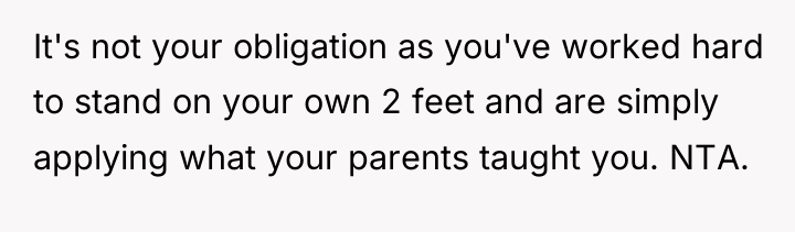 It's not your obligation as you've worked hard to stand...