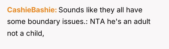 CashieBashie Sounds like they all have some boundary issues.: NTA...