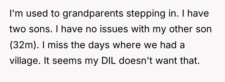 I'm used to grandparents stepping in. I have two sons....