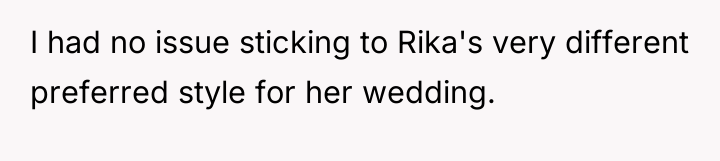 I had no issue sticking to Rika's very different preferred...