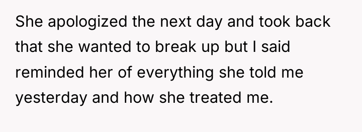 She apologized the next day and took back that she...