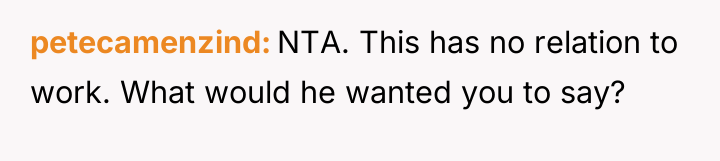 petecamenzind NTA. This has no relation to work. What would...