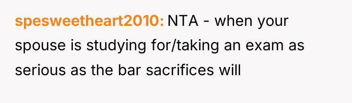 spesweetheart2010 NTA - when your spouse is studying for/taking an...