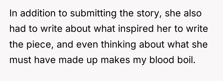 In addition to submitting the story, she also had to...