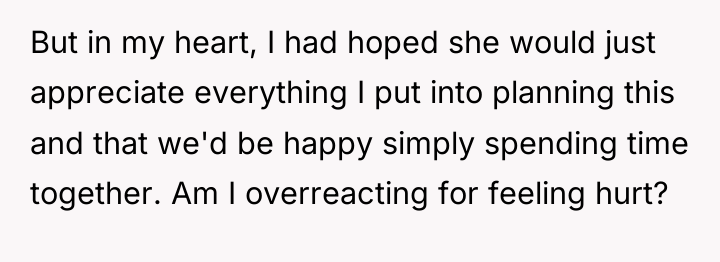 But in my heart, I had hoped she would just...