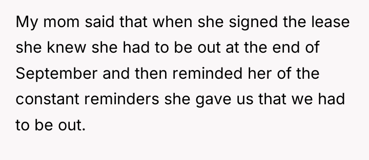 My mom said that when she signed the lease she...