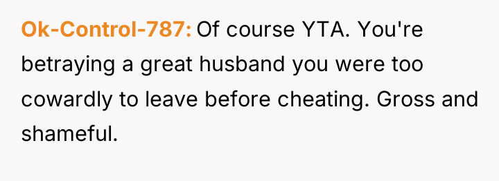 Ok-Control-787 Of course YTA. You're betraying a great husband you...