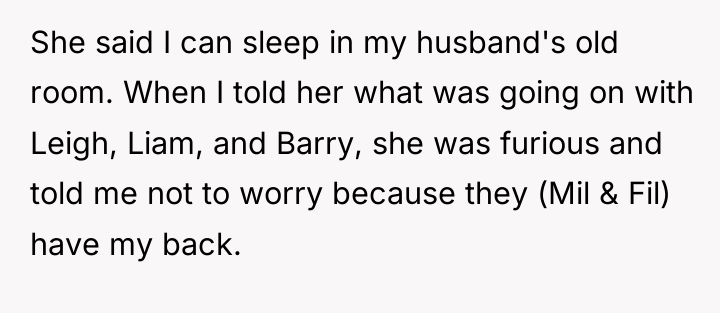 She said I can sleep in my husband's old room....