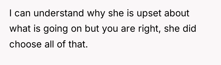 I can understand why she is upset about what is...