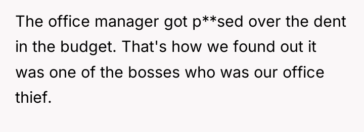 The office manager got p**sed over the dent in the...