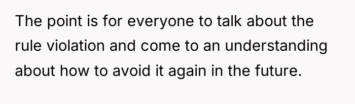 The point is for everyone to talk about the rule...