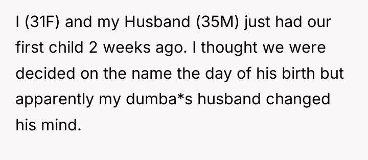 I (31F) and my Husband (35M) just had our first...